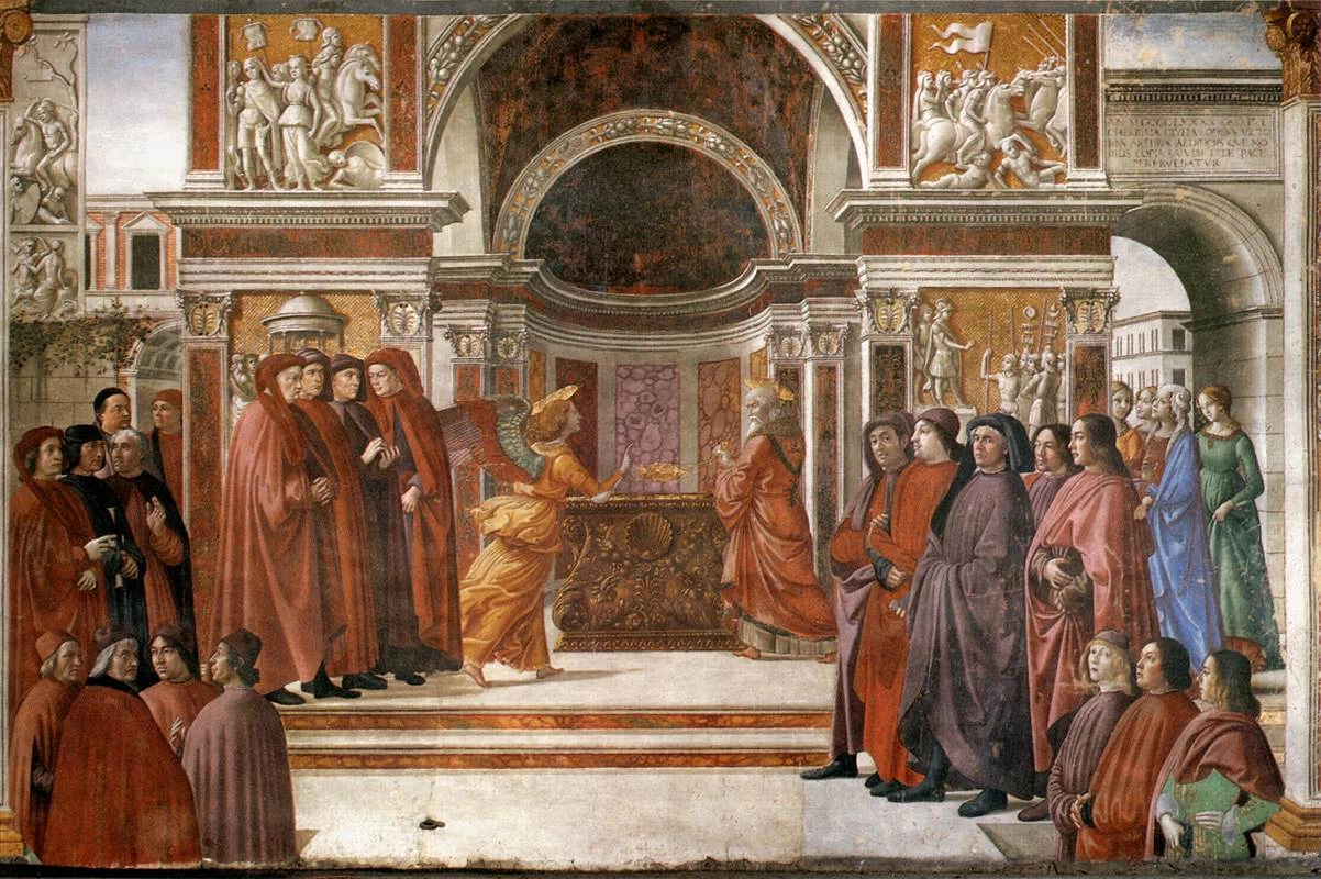 L'angelo appare a Zaccaria - Cappella Tornabuoni, Santa Maria Novella, Firenze